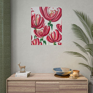 Crimson Petals Art Print | Acrylic Painting