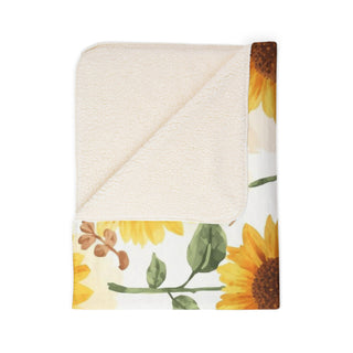 Yellow Sunflowers Watercolor Floral Sherpa Blanket