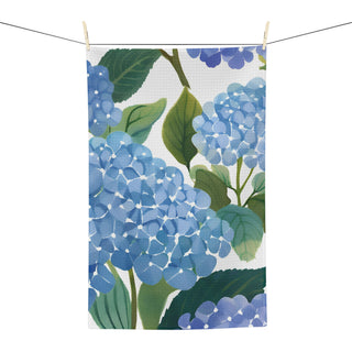 Blue Hydrangea Watercolor Floral Microfiber Kitchen Towel
