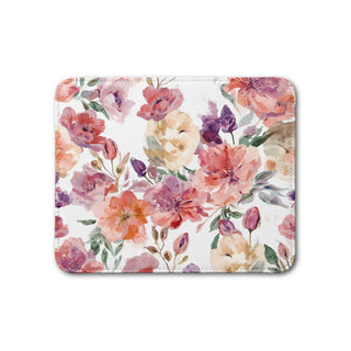 Peach Petals Watercolor Flowers Botanical Blooms Leather Placemat