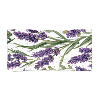 Lavender Sprigs Watercolor Floral Beach Towel