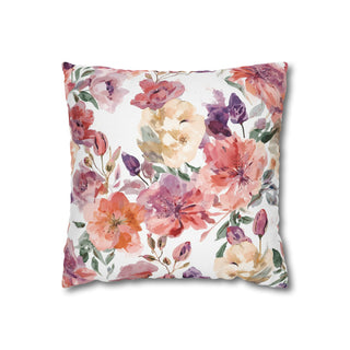 Peach Petals Watercolor Flowers Botanical Blooms Throw Pillowcase