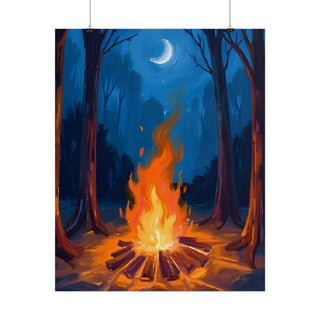 Moonlight Campfire Art Print