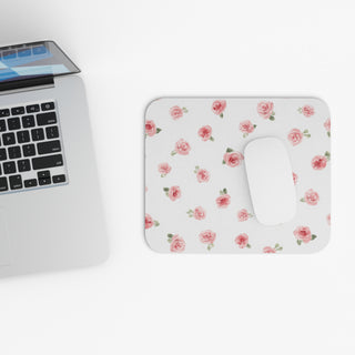 Pink Rosebud Watercolor Floral Vintage Rose Pattern Mouse Pad