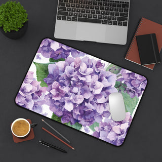 Purple Hydrangea Watercolor Floral Desk Mat