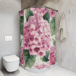 Pink Hydrangea Watercolor Floral Shower Curtain