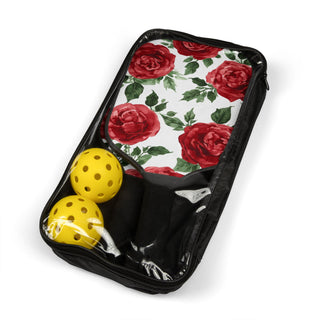 Red Rose Floral Watercolor Pickleball Kit