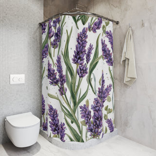 Lavender Sprigs Watercolor Floral Shower Curtain