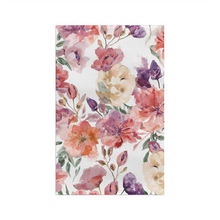 Peach Petals Watercolor Flowers Botanical Blooms Kitchen Towel
