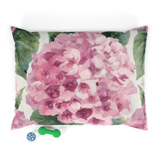 Pink Hydrangea Watercolor Floral Pet Bed