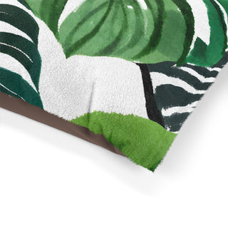 Green Monstera Watercolor Botanical Pet Bed