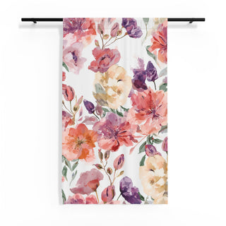 Peach Petals Watercolor Flowers Botanical Blooms Curtains
