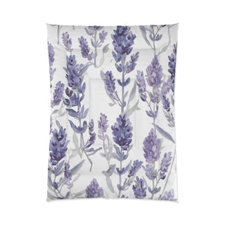 Purple Lavender Blooms Watercolor Botanical Comforter
