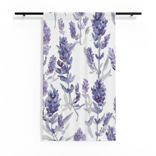 Purple Lavender Blooms Watercolor Botanical Curtains