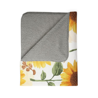 Yellow Sunflowers Watercolor Floral Sherpa Blanket