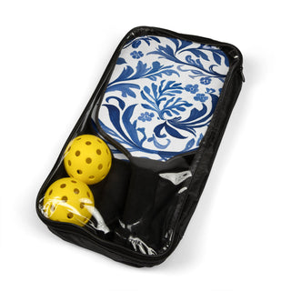 Blue Botanical Watercolor Floral Pickleball Paddle Set