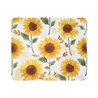 Yellow Sunflowers Watercolor Floral Sherpa Blanket