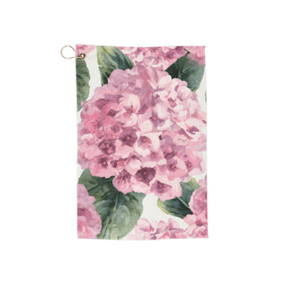 Pink Hydrangea Watercolor Floral Golf Towel