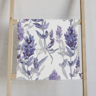Purple Lavender Blooms Watercolor Botanical Hand Towel
