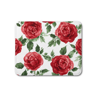 Red Rose Floral Watercolor Leather Placemat
