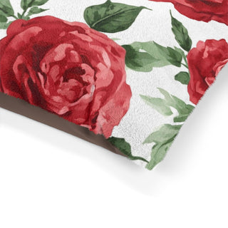 Red Rose Floral Watercolor Pet Bed