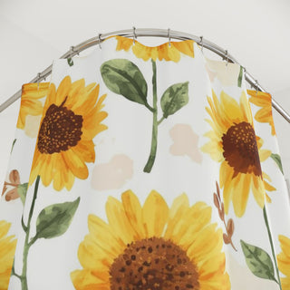 Yellow Sunflowers Watercolor Floral Shower Curtain