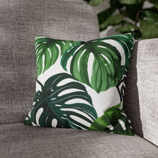 Green Monstera Watercolor Botanical Throw Pillowcase