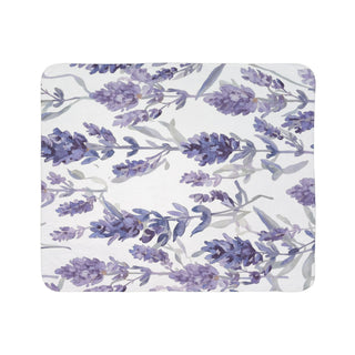 Purple Lavender Blooms Watercolor Botanical Fleece Sherpa Blanket