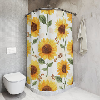 Yellow Sunflowers Watercolor Floral Shower Curtain