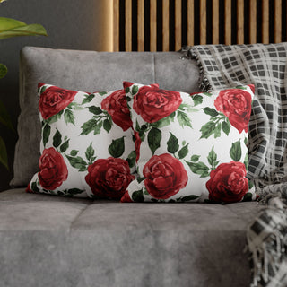Red Rose Floral Watercolor Throw Pillowcase