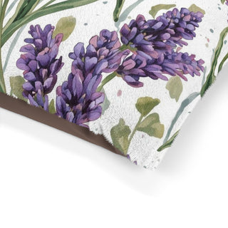 Lavender Sprigs Watercolor Floral Pet Bed