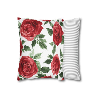 Red Rose Floral Watercolor Throw Pillowcase