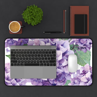 Purple Hydrangea Watercolor Floral Desk Mat