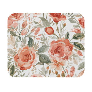 Peach Rose Floral Orange Flowers Watercolor Painting Mouse Pad