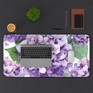 Purple Hydrangea Watercolor Floral Desk Mat