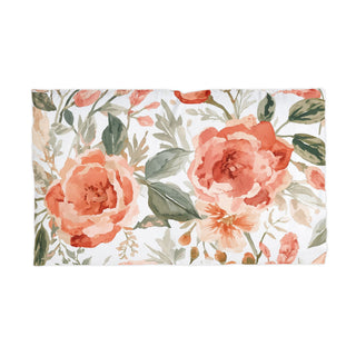 Peach Rose Floral Orange Flowers Watercolor Painting Pillowcase