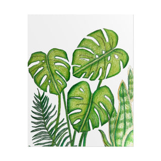 Green Monsteras Art Print | Colored Pencil Drawing