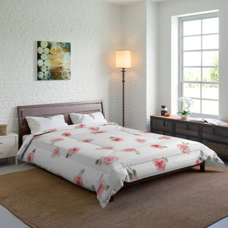 Pink Rosebud Watercolor Floral Vintage Rose Comforter