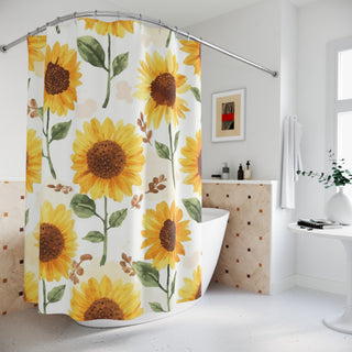 Yellow Sunflowers Watercolor Floral Shower Curtain