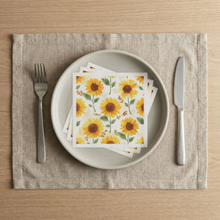 Yellow Sunflowers Watercolor Floral Paper Napkins