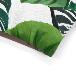 Green Monstera Watercolor Botanical Pet Bed