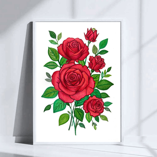 Red Roses Art Print | Colored Pencil Drawing
