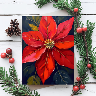 Red Poinsettia Christmas Flower Holiday Postcard
