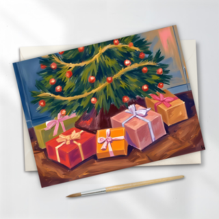 Under the Tree Christmas Holiday Postcard