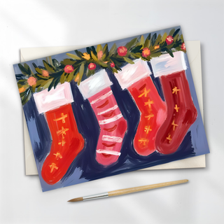 Christmas Stockings Holiday Postcard