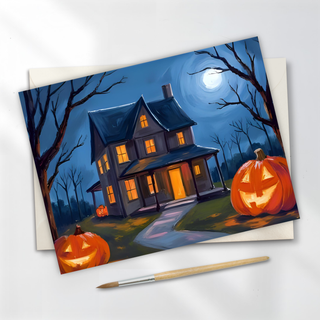 Haunted House Halloween Holiday Postcard