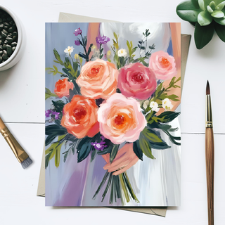 Bridal Bouquet Wedding Painting Postcard