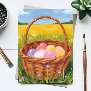 Easter Basket Holiday Painting Postcard