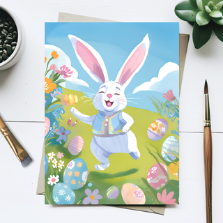 Easter Bunny Holiday Painting Postcard