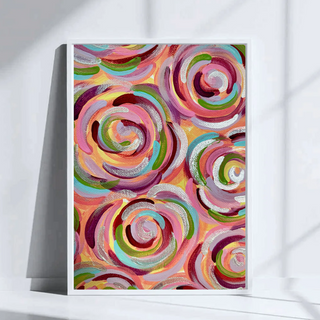 Dancing Roses Art Print | Acrylic Painting